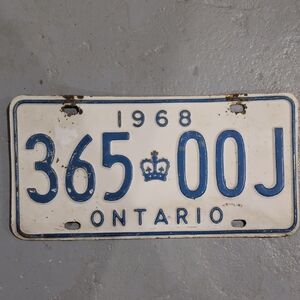 Vintage 1968 Ontario License Plate